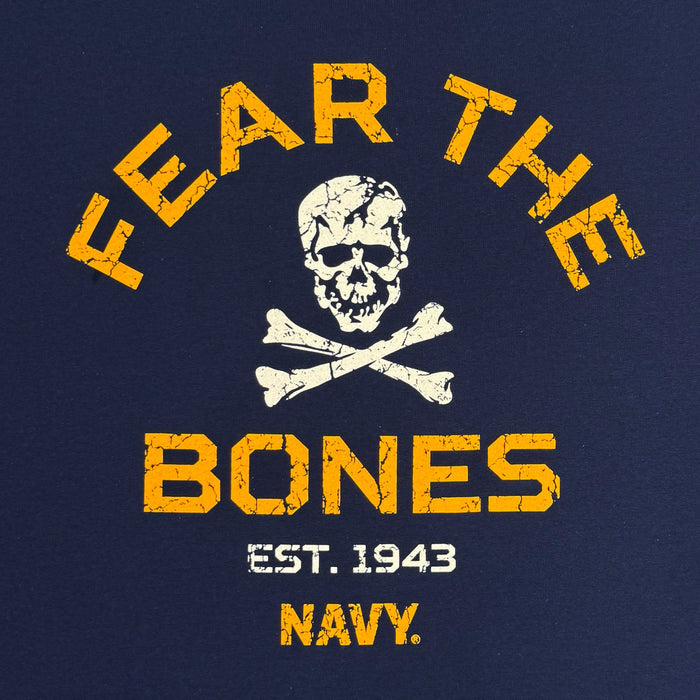 Navy Fear The Bones Long Sleeve T-Shirt (Navy)