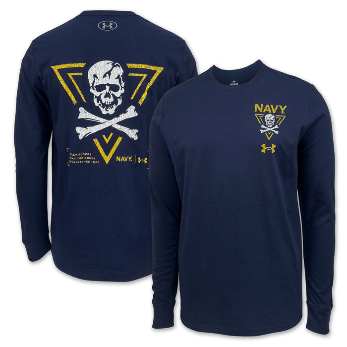 Navy Under Armour 2-Sided Jolly Rogers Fear the Bones Triangle Long Sleeve T-Shirt (Navy)