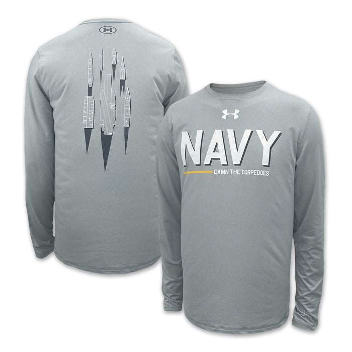 Navy Under Armour Damn the Torpedoes Ship Long Sleeve T-Shirt (Grey)