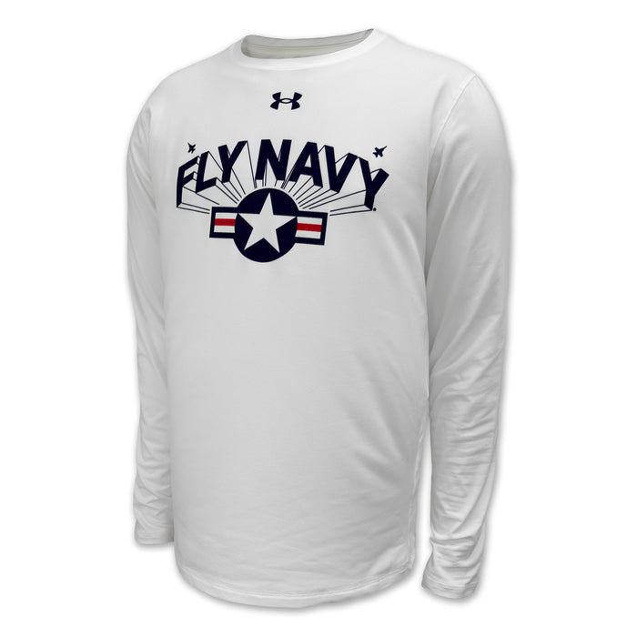 Navy Under Armour Fly Navy Tech Long Sleeve T-Shirt (White)