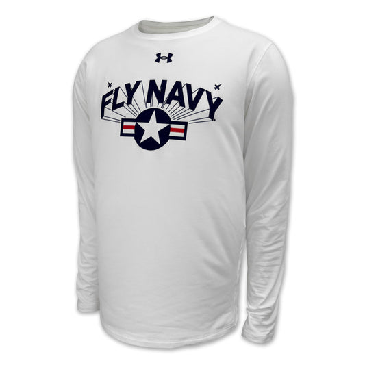 Navy Under Armour Fly Navy Tech Long Sleeve T-Shirt (White)