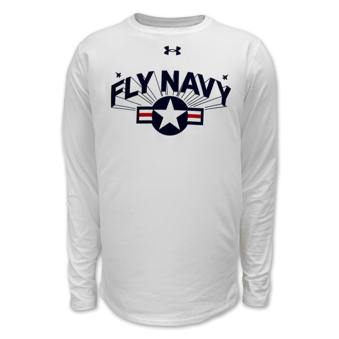 Navy Under Armour Fly Navy Tech Long Sleeve T-Shirt (White)