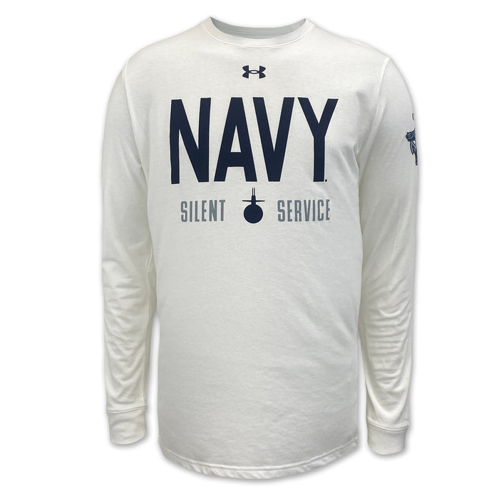 Navy Under Armour Silent Service Tech Long Sleeve T-Shirt (White)