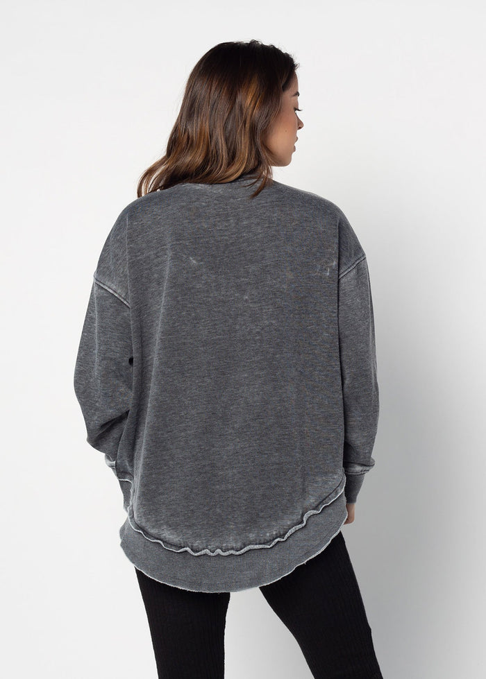 NC State Wolfpack Women's Charcoal Burnout Campus Pullover