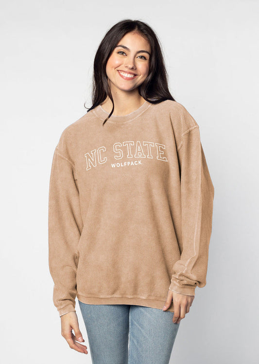 NC State Wolfpack Women's Latte Corded Sweatshirt