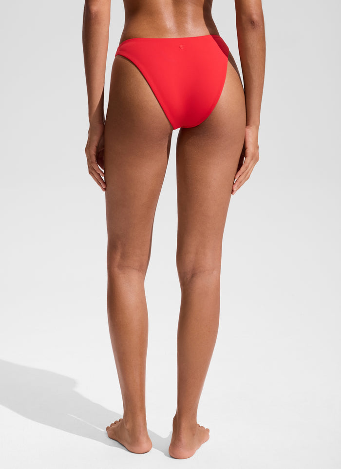 CRZ YOGA Women's Nexfeel Double Lined Low Rise Cheeky Bikini Bottoms Deep Red