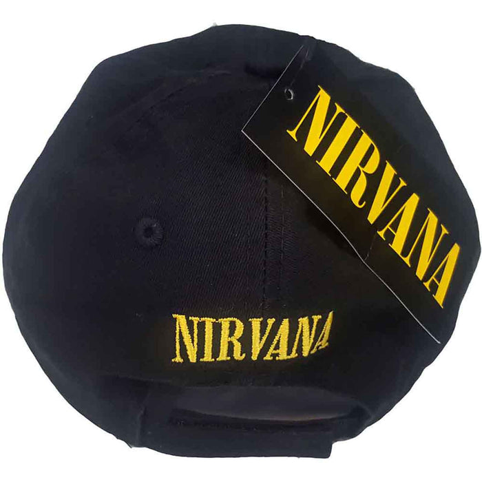 NIRVANA - HAPPY FACE - Baseball Cap Black (Distressed)