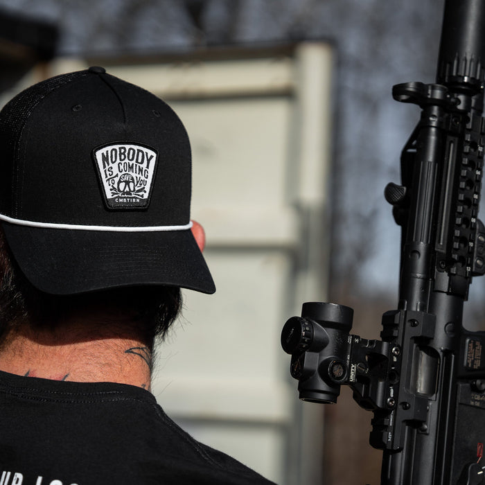 Nobody Is Coming To Save You Skull Patch Rope Snapback