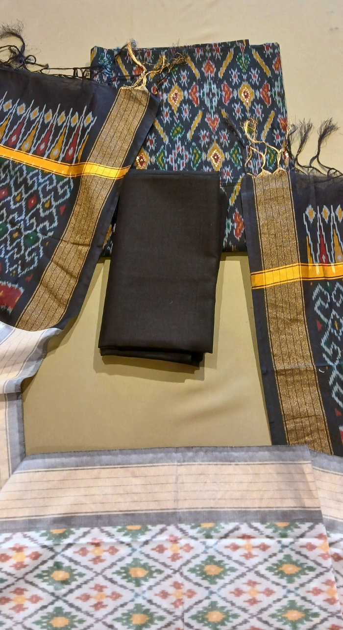 Noor Kaira Ikkat Pure Silk Unstitched Suit