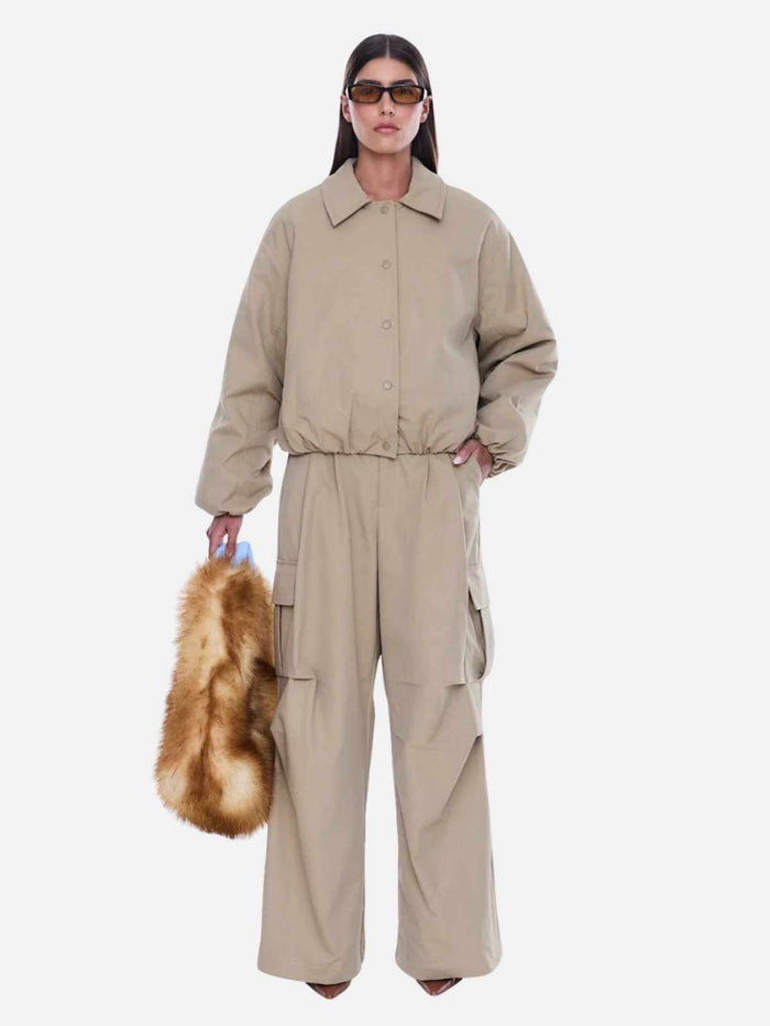 Nora Nylon  Bomber - Sand