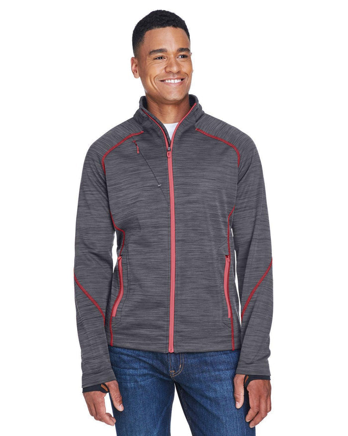 North End Flux Mélange Bonded Fleece Jacket-Men's Jackets-North End-Carbon/Olympic Red-S-Thread Logic