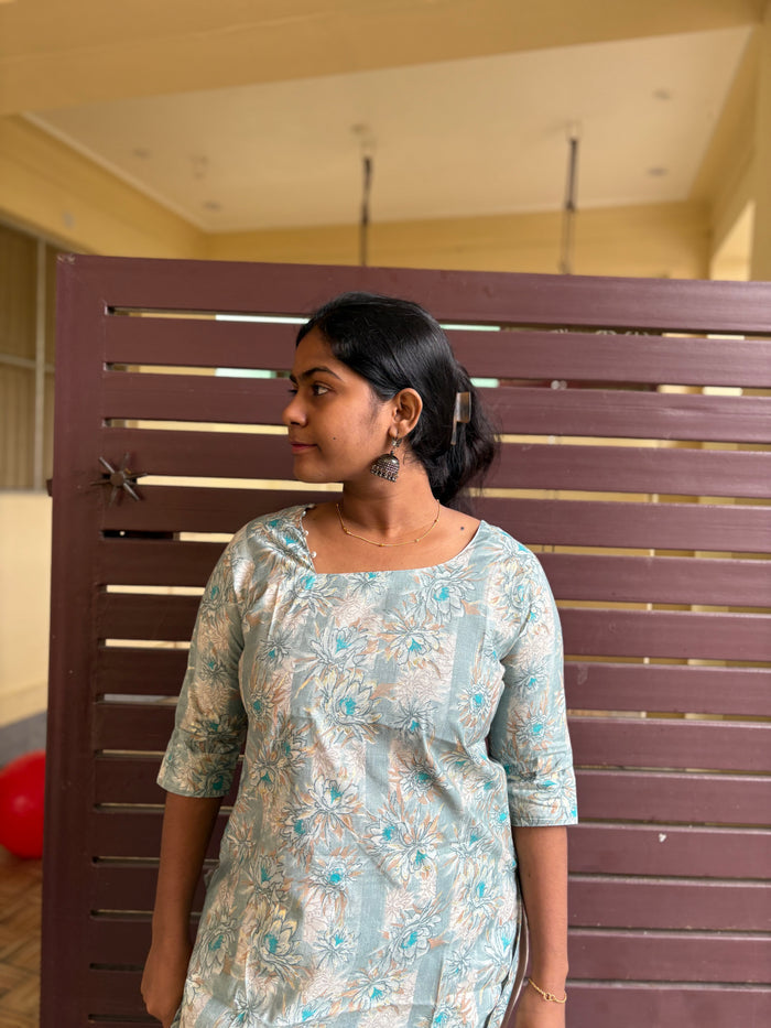 Ocean blue knee length kurti