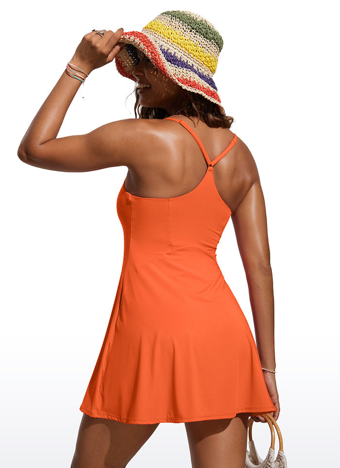 CRZ YOGA Women's Swimwear Sunshine One Piece Swimsuit Y-Back Straps Coral