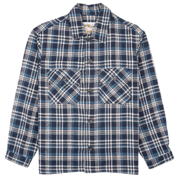 Over Shirt - Triple Yarn Twill Check Brush - Navy by Naked & Famous Denim