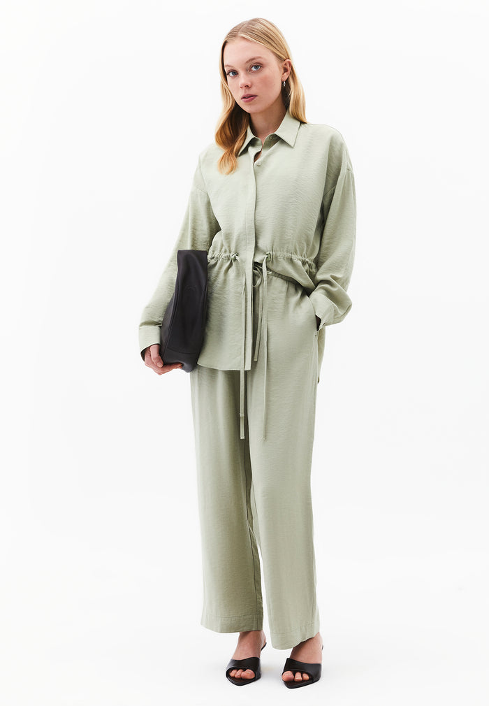 Oversize Shirt Collar Long Tunic - TEA