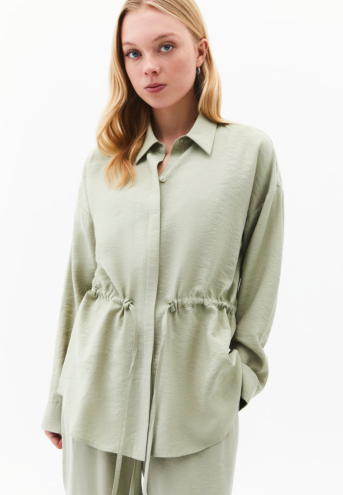 Oversize Shirt Collar Long Tunic - TEA