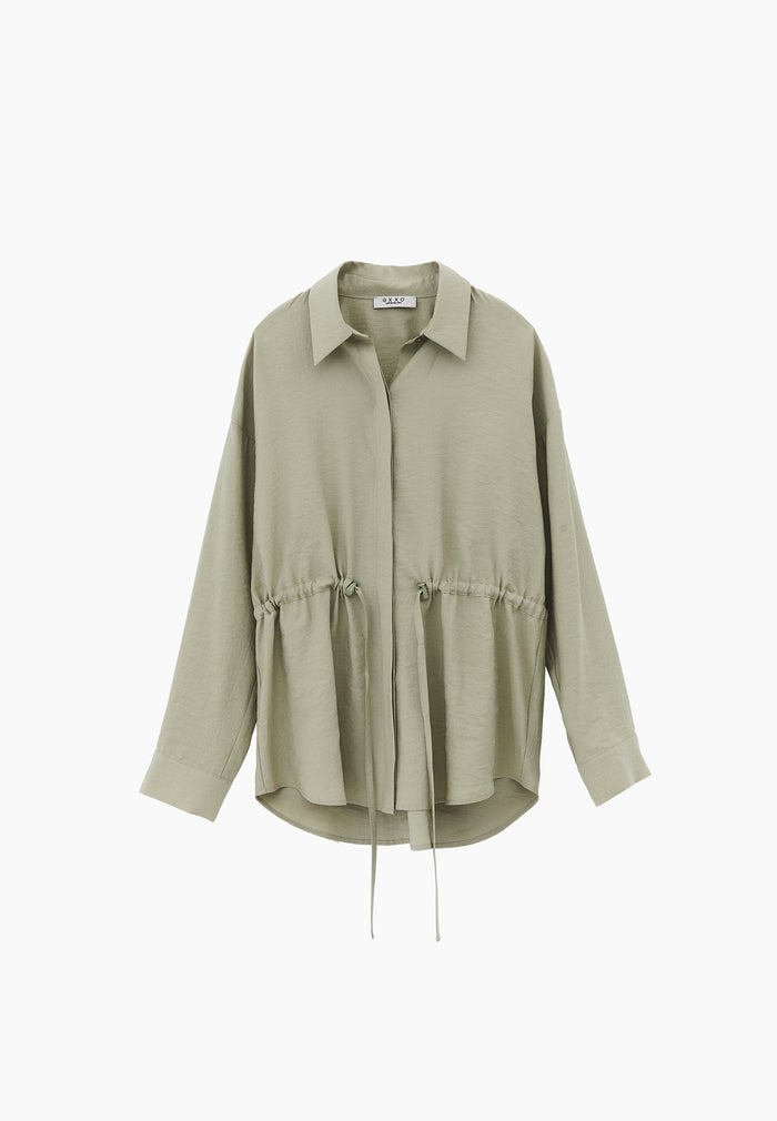 Oversize Shirt Collar Long Tunic - TEA