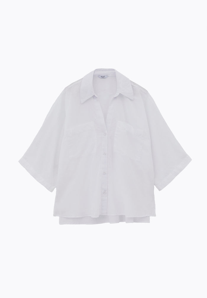 Oversize Shirt With Pocket Detail - WHITE