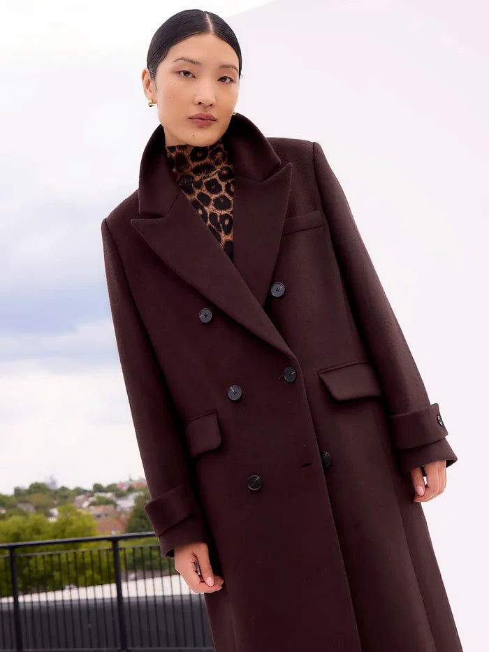 Petite Bitter Chocolate Oversized Wool-Blend Coat