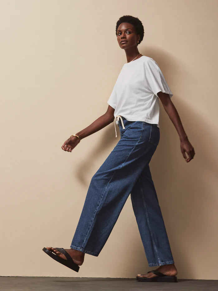 Petite Blue Drawstring-Waist Jeans