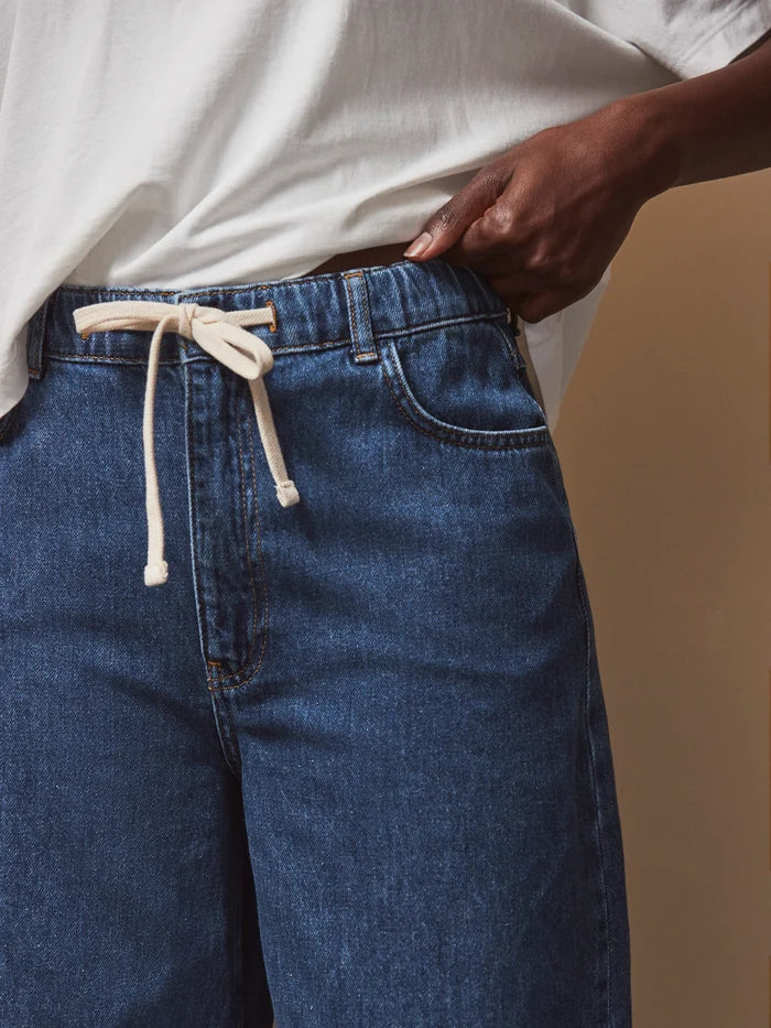 Petite Blue Drawstring-Waist Jeans