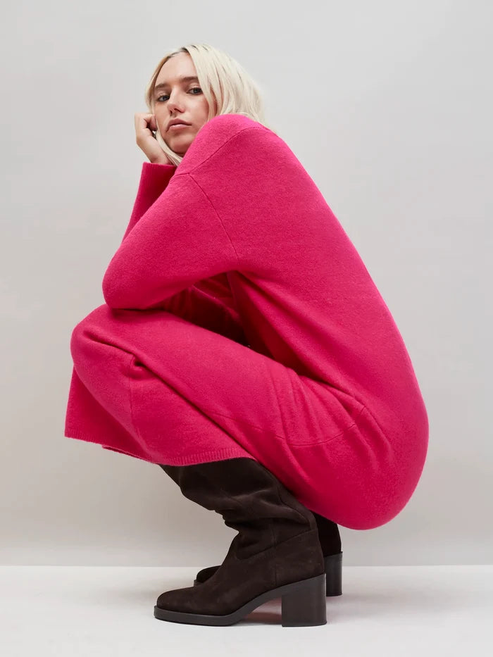 Petite Pink V-Neck Knit Dress