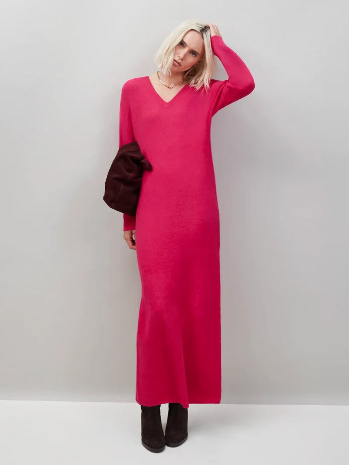 Petite Pink V-Neck Knit Dress