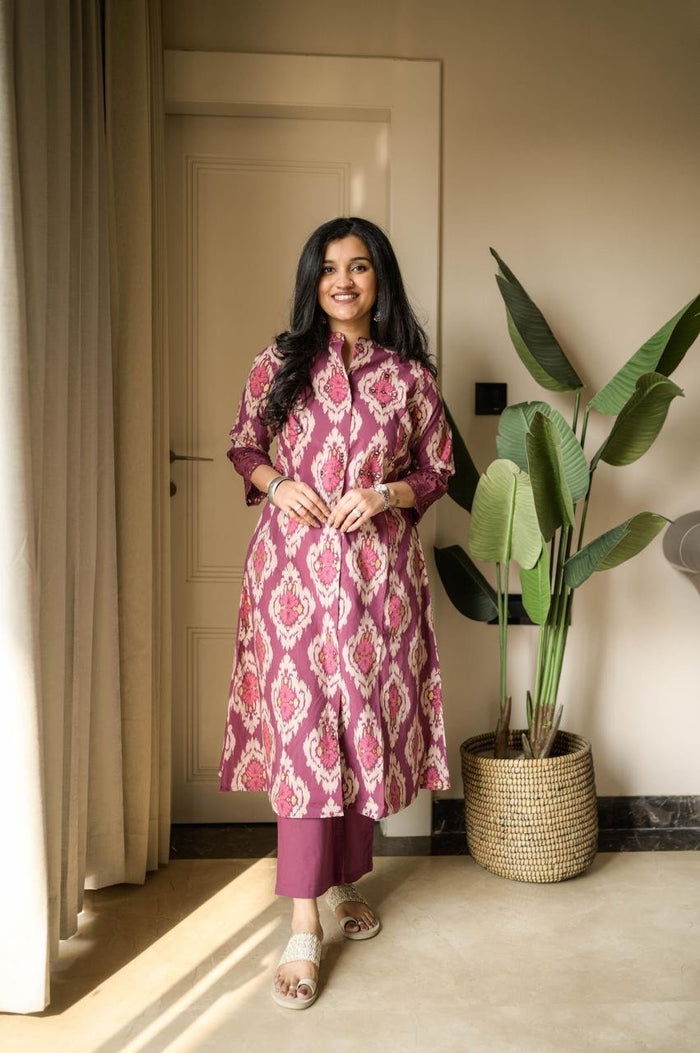 Pia Fancy A-line Cotton Set- Pink