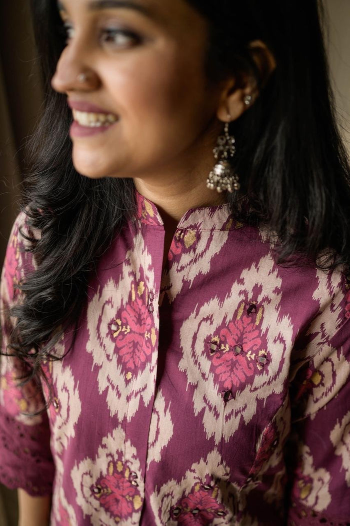Pia Fancy A-line Cotton Set- Pink
