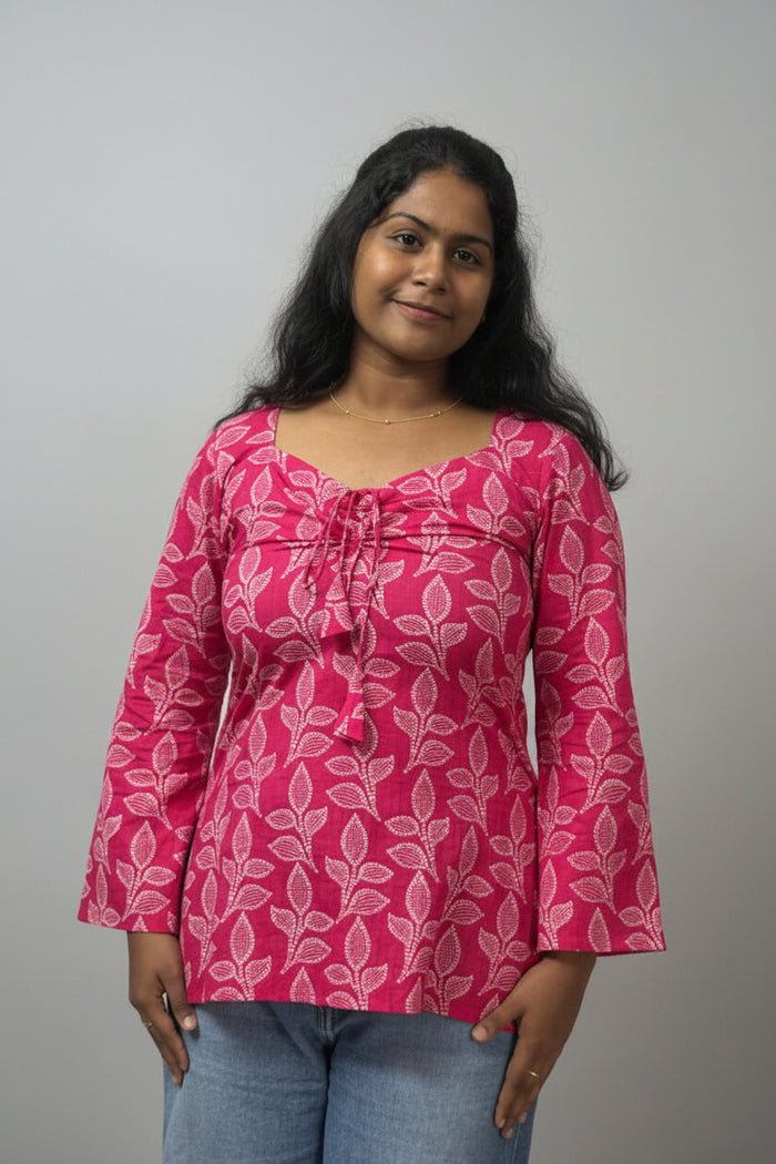 Pink front adjustable Corset back Kurti
