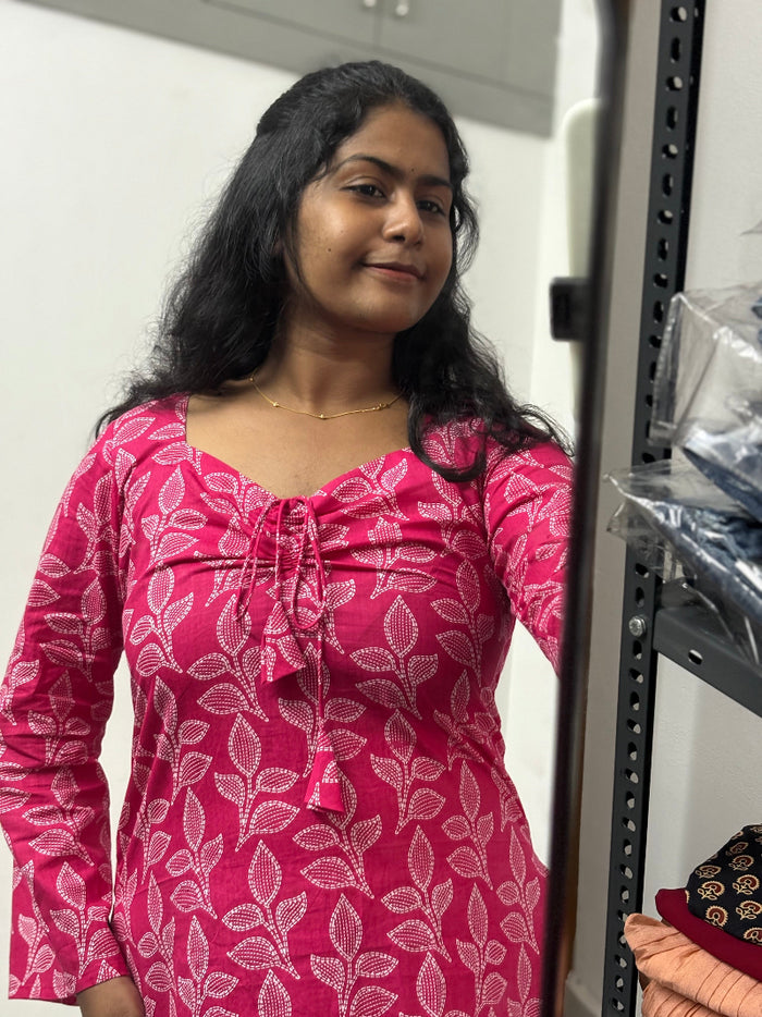 Pink front adjustable Corset back Kurti