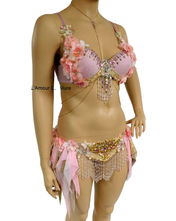 Pink Gypsy Forest Fairy Cosplay Costume With Top and Skirt