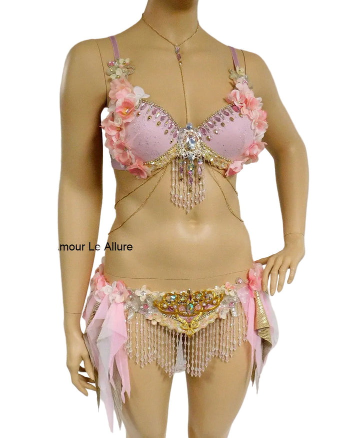 Pink Gypsy Forest Fairy Cosplay Costume With Top and Skirt