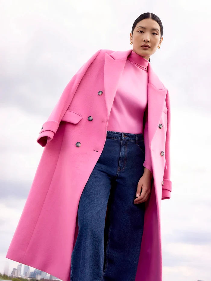 Pink Oversized Wool-Blend Coat