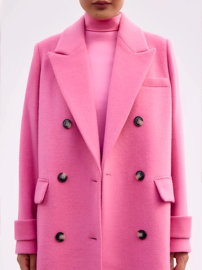 Pink Oversized Wool-Blend Coat