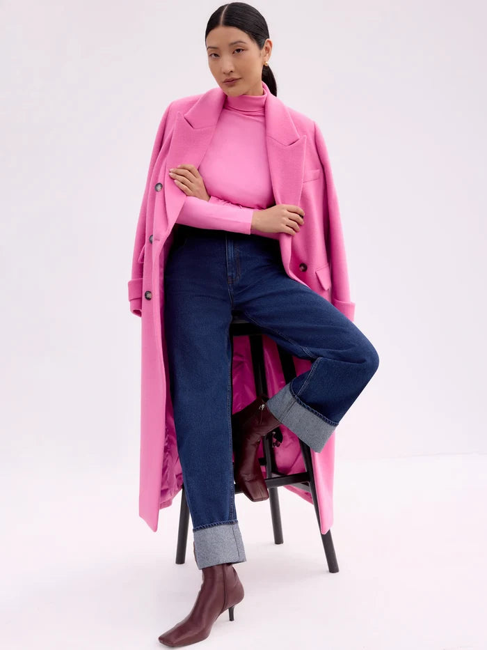 Pink Oversized Wool-Blend Coat
