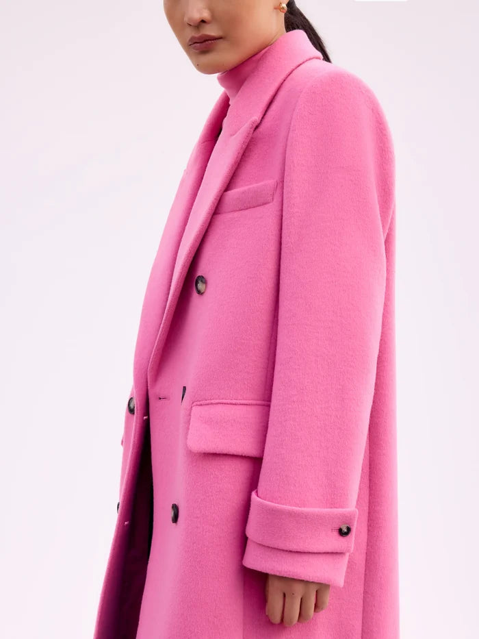 Pink Oversized Wool-Blend Coat