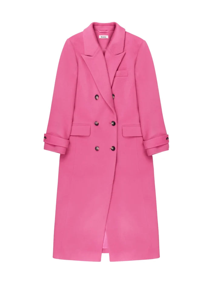 Pink Oversized Wool-Blend Coat