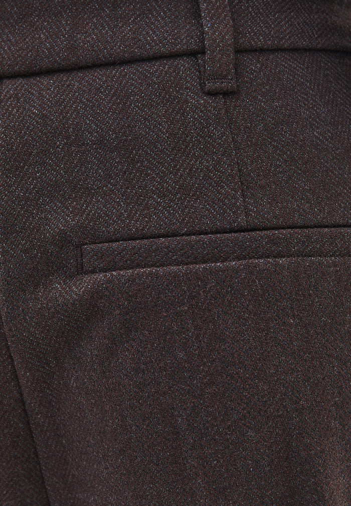 Pleated Wide Leg Trousers - CHOCOLATE TORTE