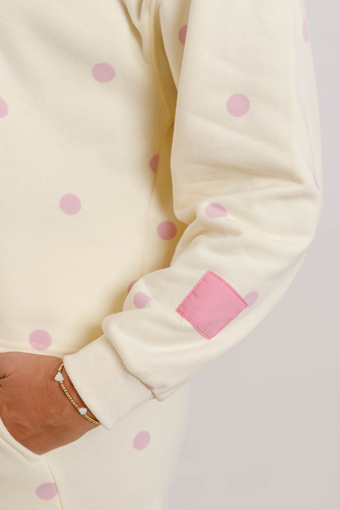 Soft Polka Dot Lounge Top- Women's Pink Polkadot Loungewear- 
Veveret Matching Set