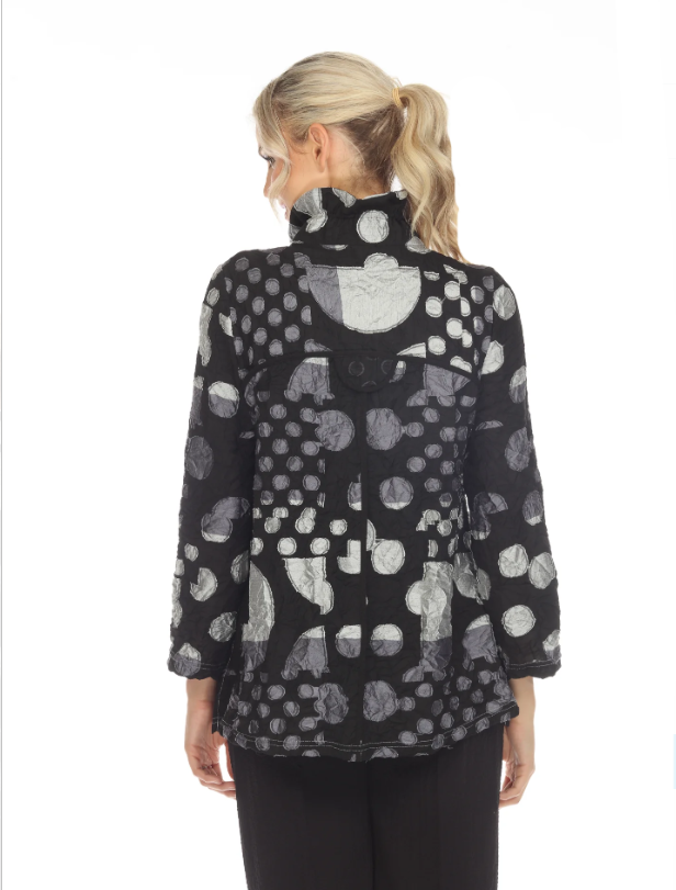 Polka-Dot Blouse/Jacket in Silver/Grey/Black -3776