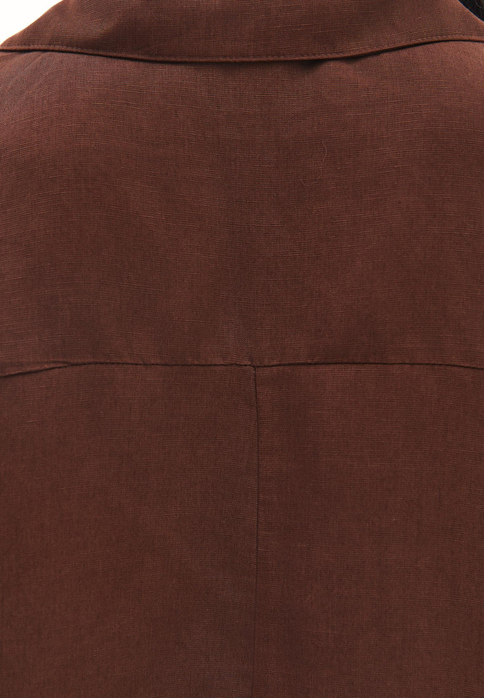 Polo Collar Oversize Blouse - CHICORY COFFEE