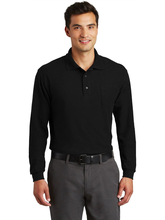 no-logo Port Authority Long Sleeve Silk Touch Polo with Pocket-Regular-Port Authority-Thread Logic