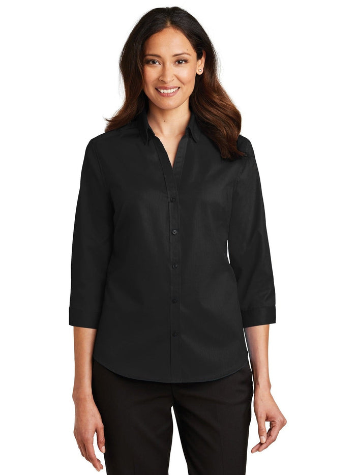 no-logo Port Authority Ladies 3/4 Sleeve SuperPro Twill Shirt-Discontinued-Port Authority-Thread Logic