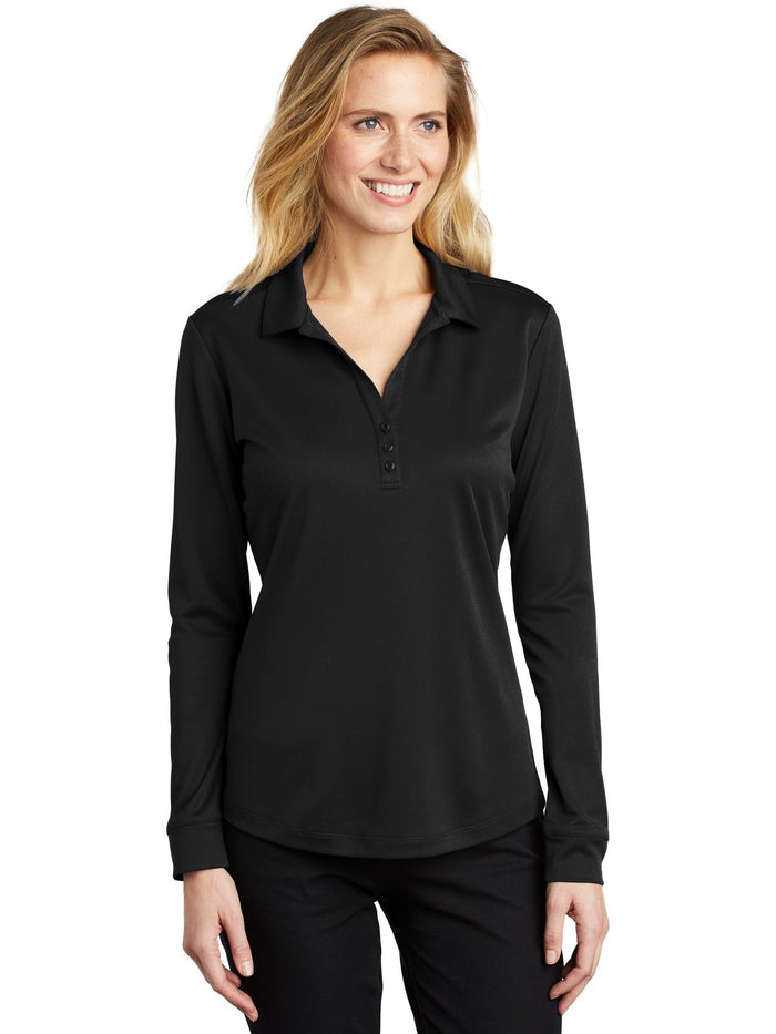 no-logo Port Authority Ladies Silk Touch Performance Long Sleeve Polo-Regular-Port Authority-Thread Logic