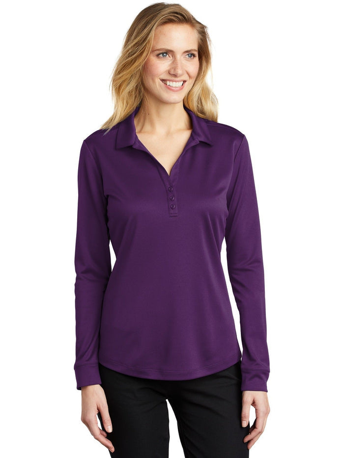 no-logo Port Authority Ladies Silk Touch Performance Long Sleeve Polo-Regular-Port Authority-Thread Logic
