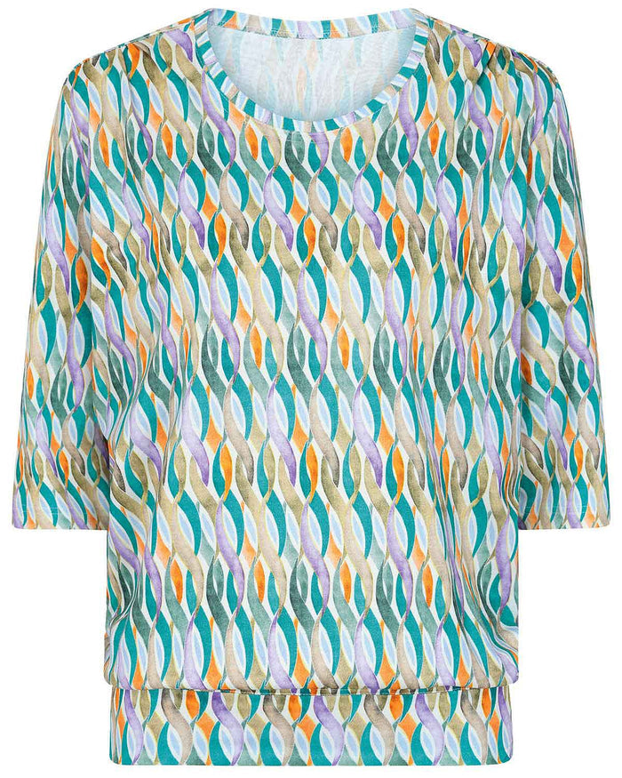 Tiana Patterned Pure Cotton 3/4 Sleeve Blouson Top - Image 3 - The Classic Boutique
