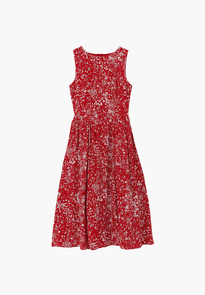 Printed Ruched Midi Dress - FLORAL PRINT