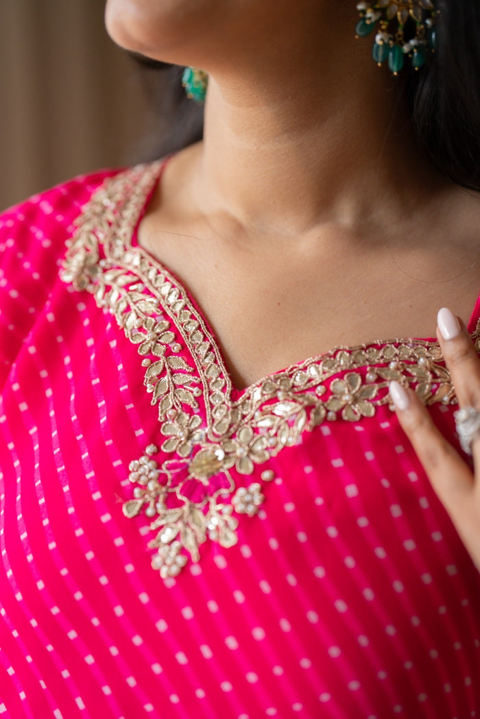 Prisca Pink Mothra Georgette Suit