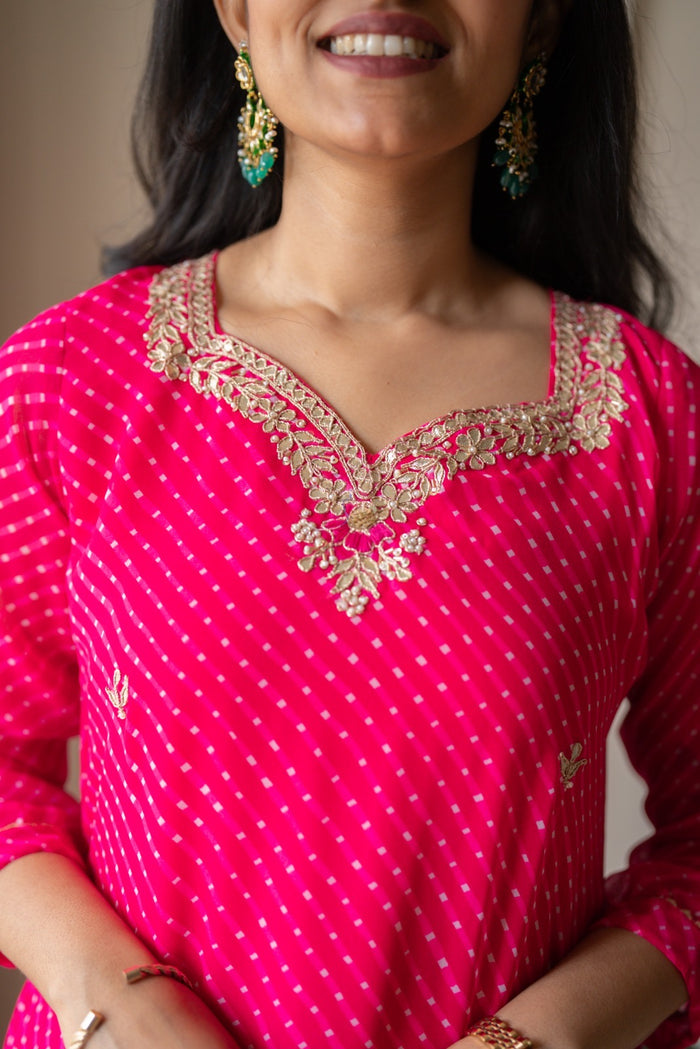 Prisca Pink Mothra Georgette Suit